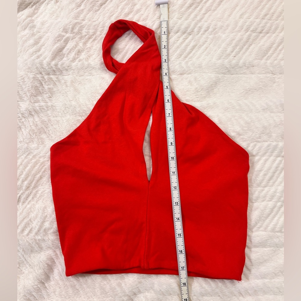 EUC Zara Cross Straps Halter Neck Crop Top size Large (bright red)
